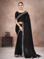 Black Satin Chiffon Saree